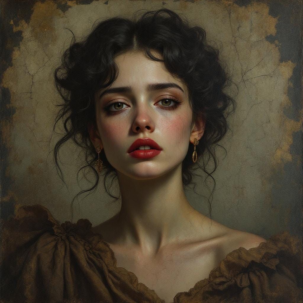 Melancholic Portrait in Baroque Hyperrealism