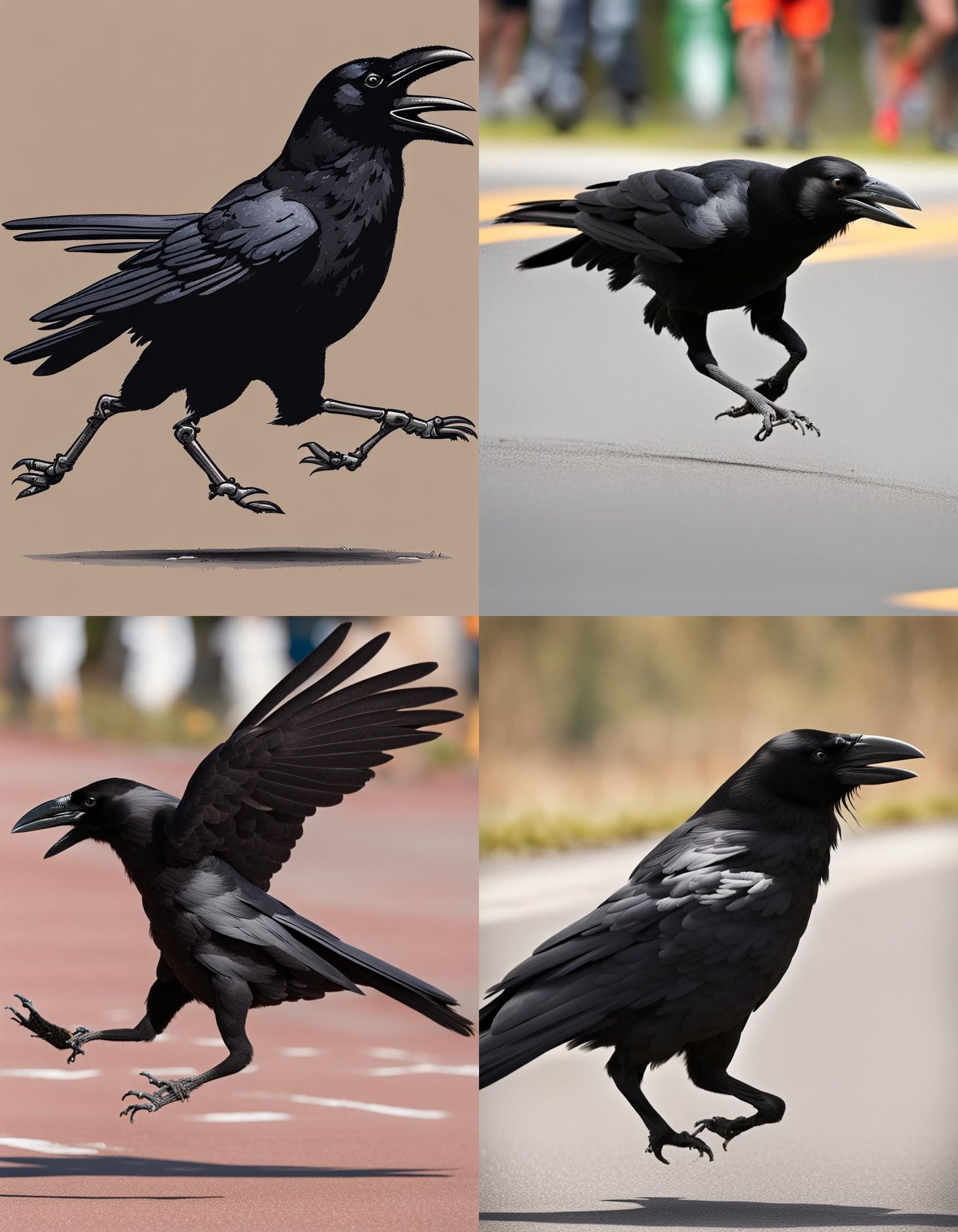 Crow Running a Marathon