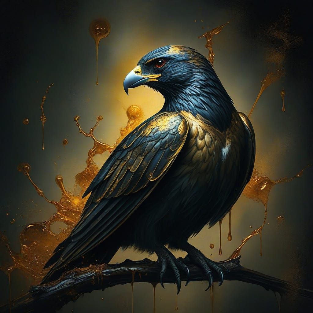 Golden Goshawk in Obsidian-Like Splendor