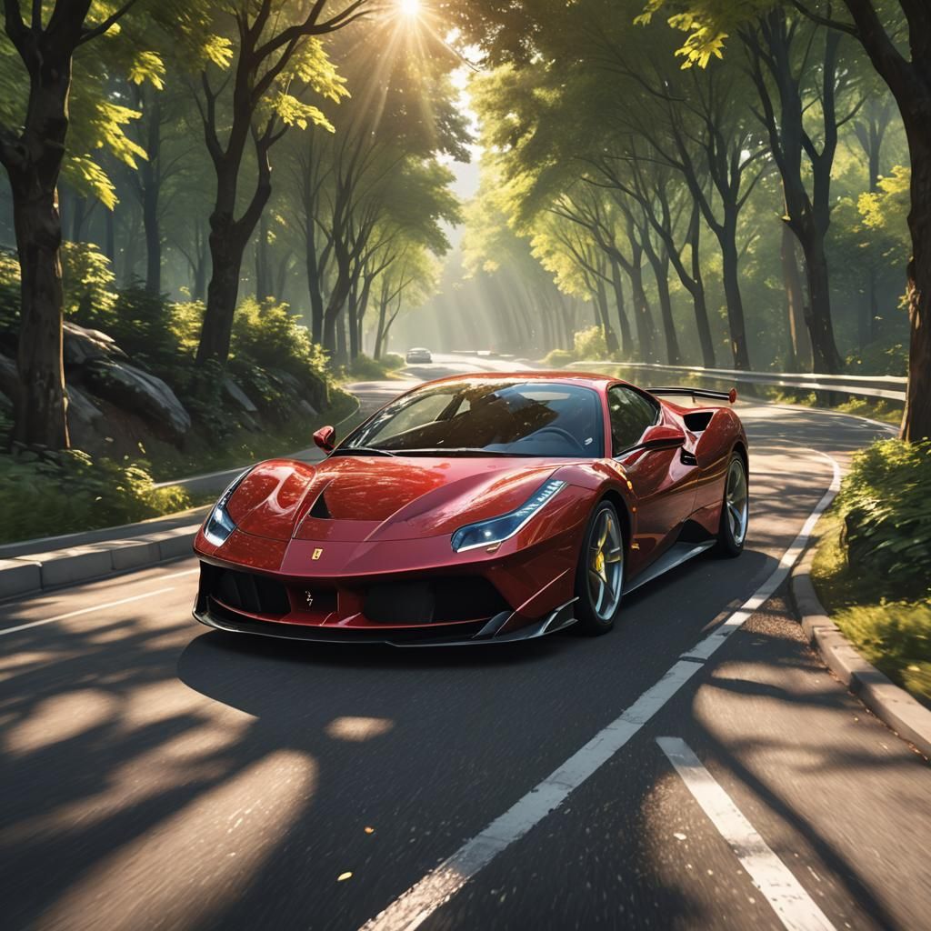 Futuristic Ferrari in 3D Anime Art Style