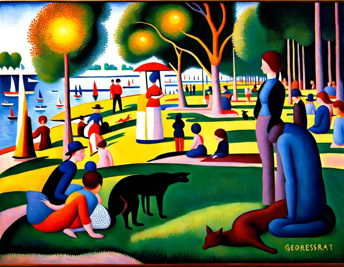 Pointillist Landscape in Seurat Style