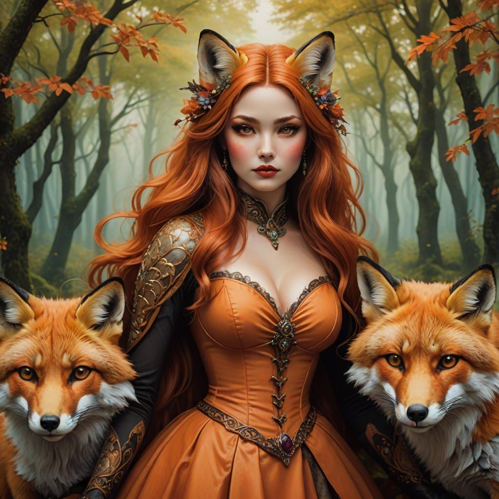 Voluptuous Fox Woman Portrait