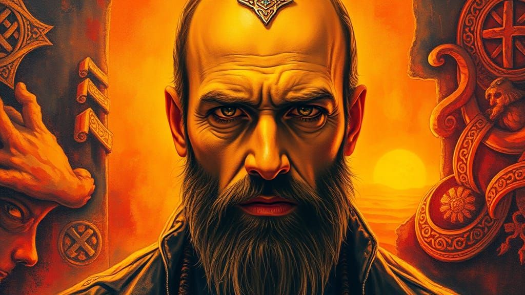 Mysterious Portrait in Heavy Metal Surrealist Style