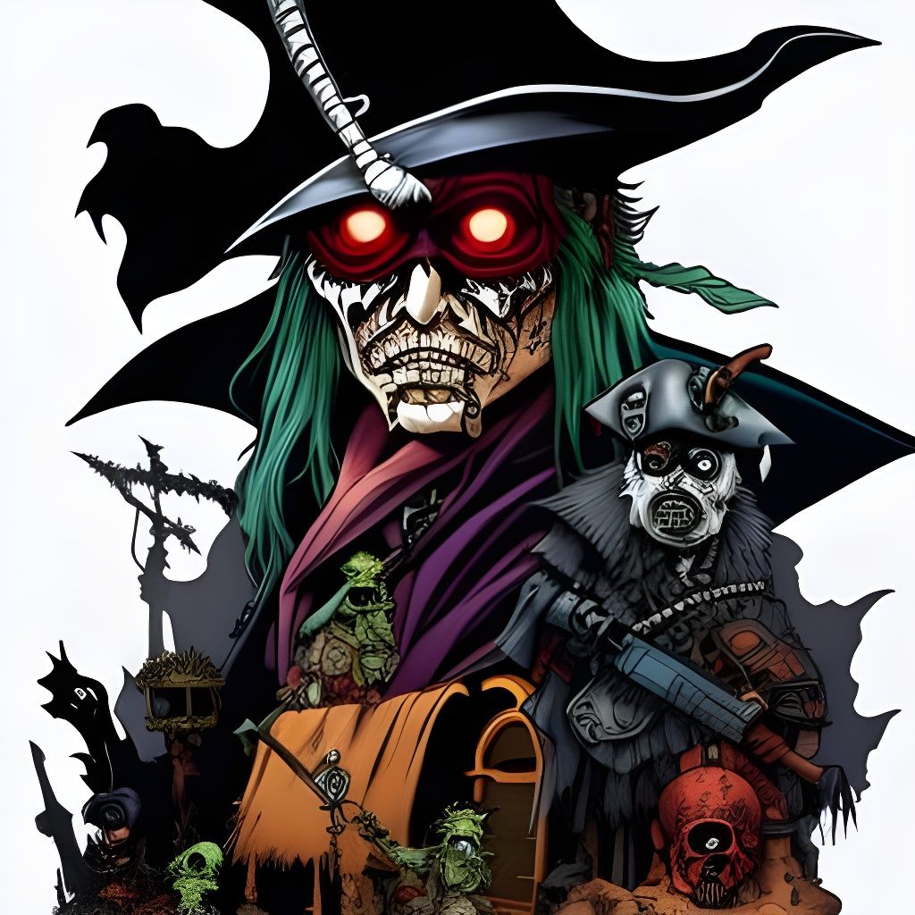 Chibi Zombie Pirate in Post-Apocalyptic Cartoon Style