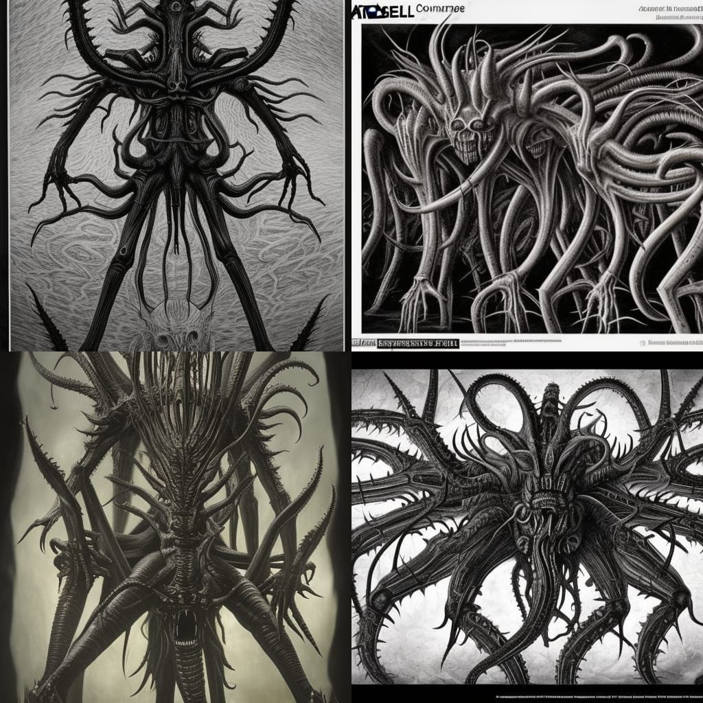Demonic Horror: Azazel vs Samyaza in Giger Style