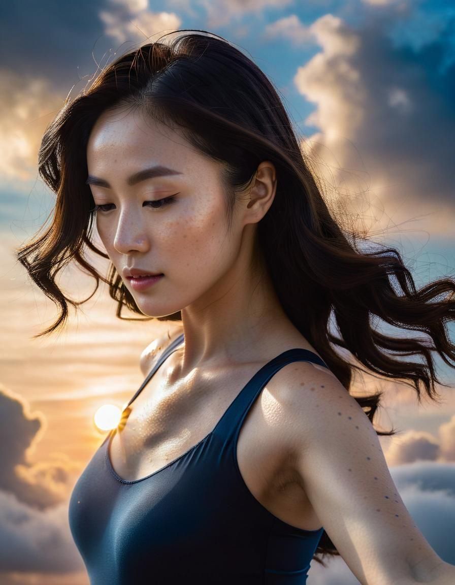 Korean Woman Dancing: Chiaroscuro Portrait in Oil