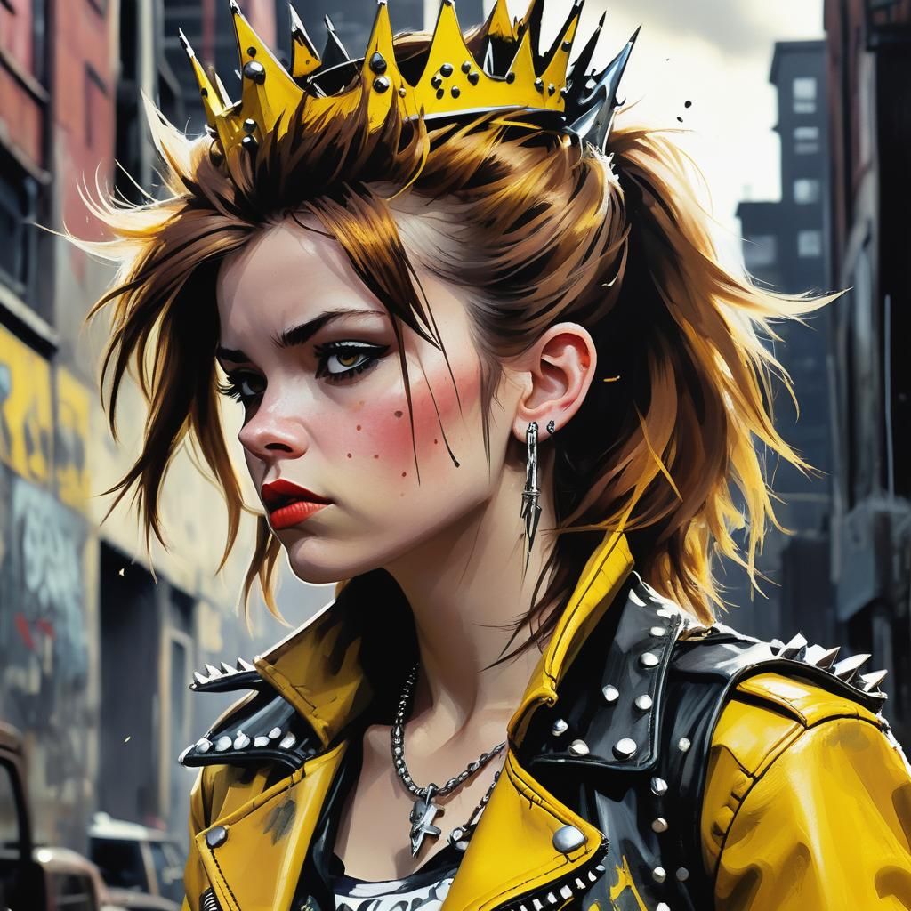 Punk Rock Princess Belle Portrait in Urban Style