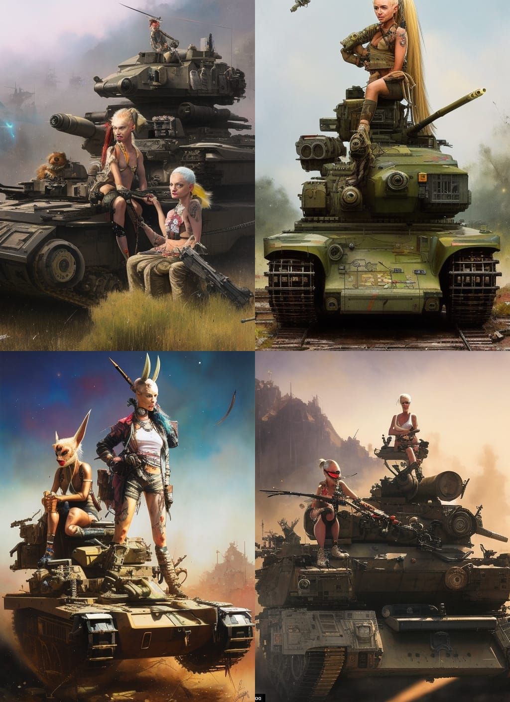 Tank Girl Crayon Caricature in Album Art Style