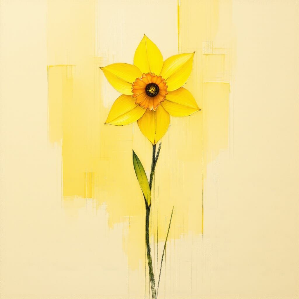 Ethereal Daffodil Sketch in Vibrant Yellow Pastels