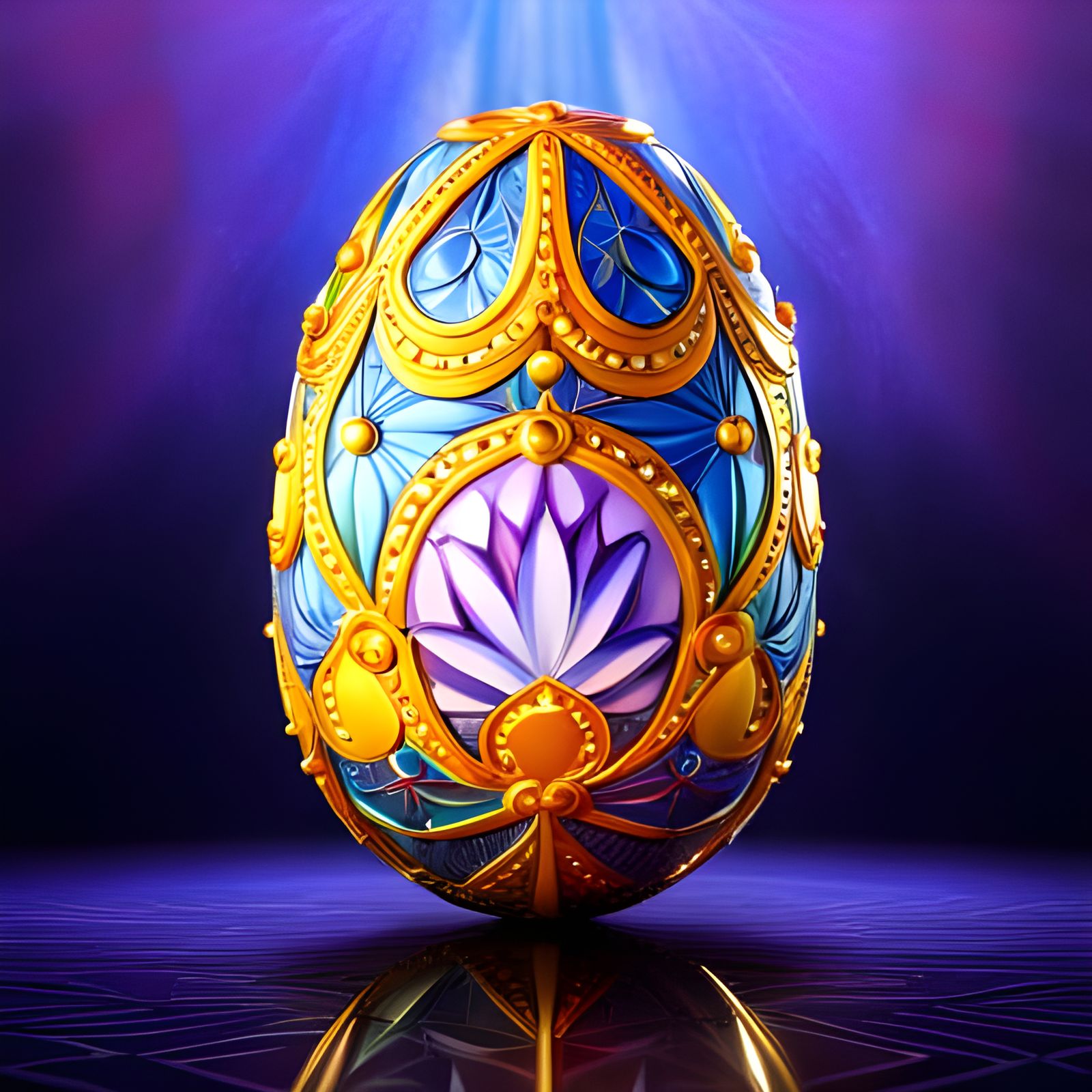 Luminescent Ornate Faberge Egg Encrusted in Jewels