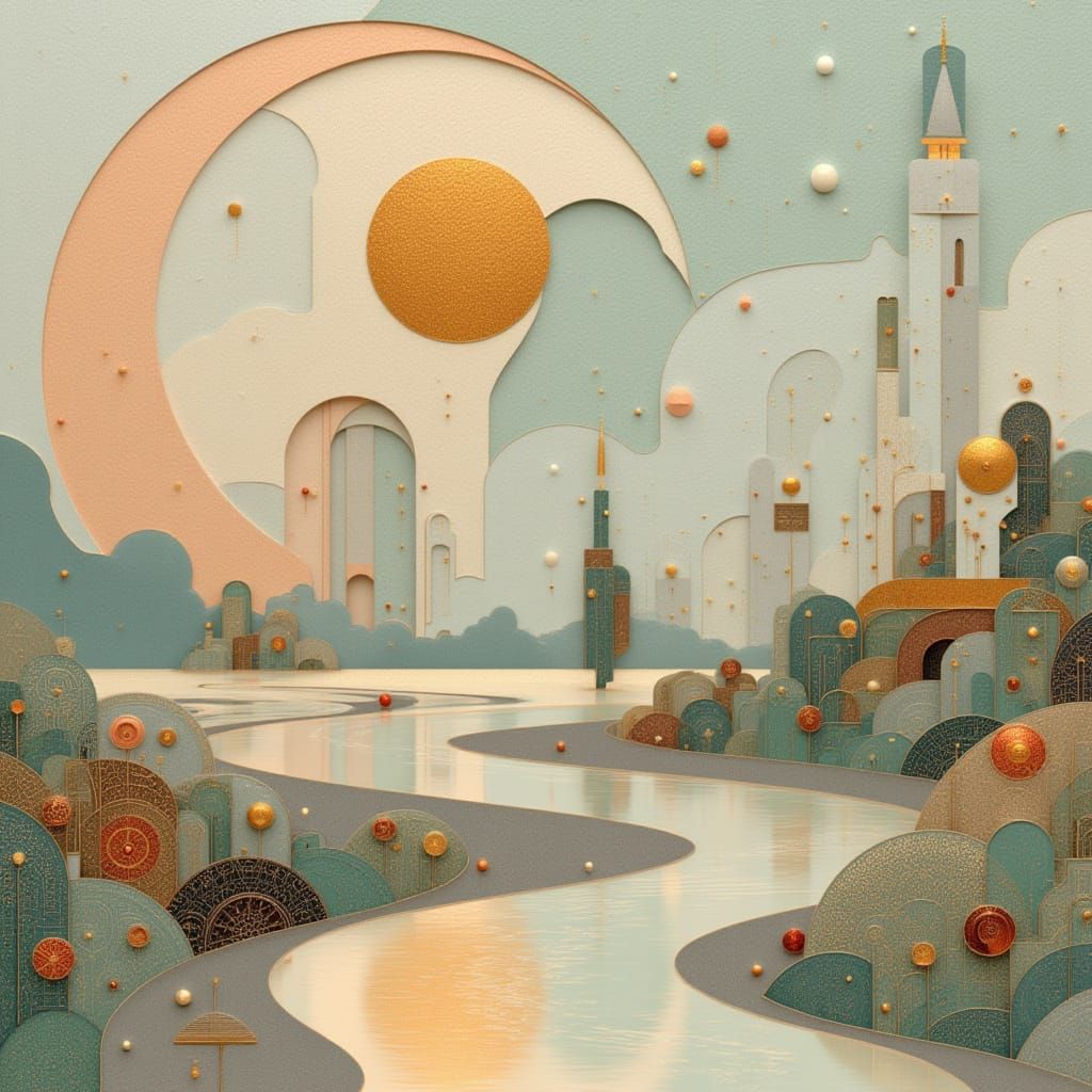 Woman on Mountain Overlooking Sea in Pastel Tones