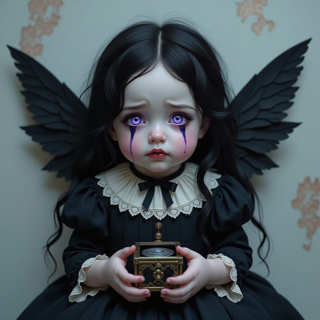 Grotesque Porcelain Baby with Broken Music Box