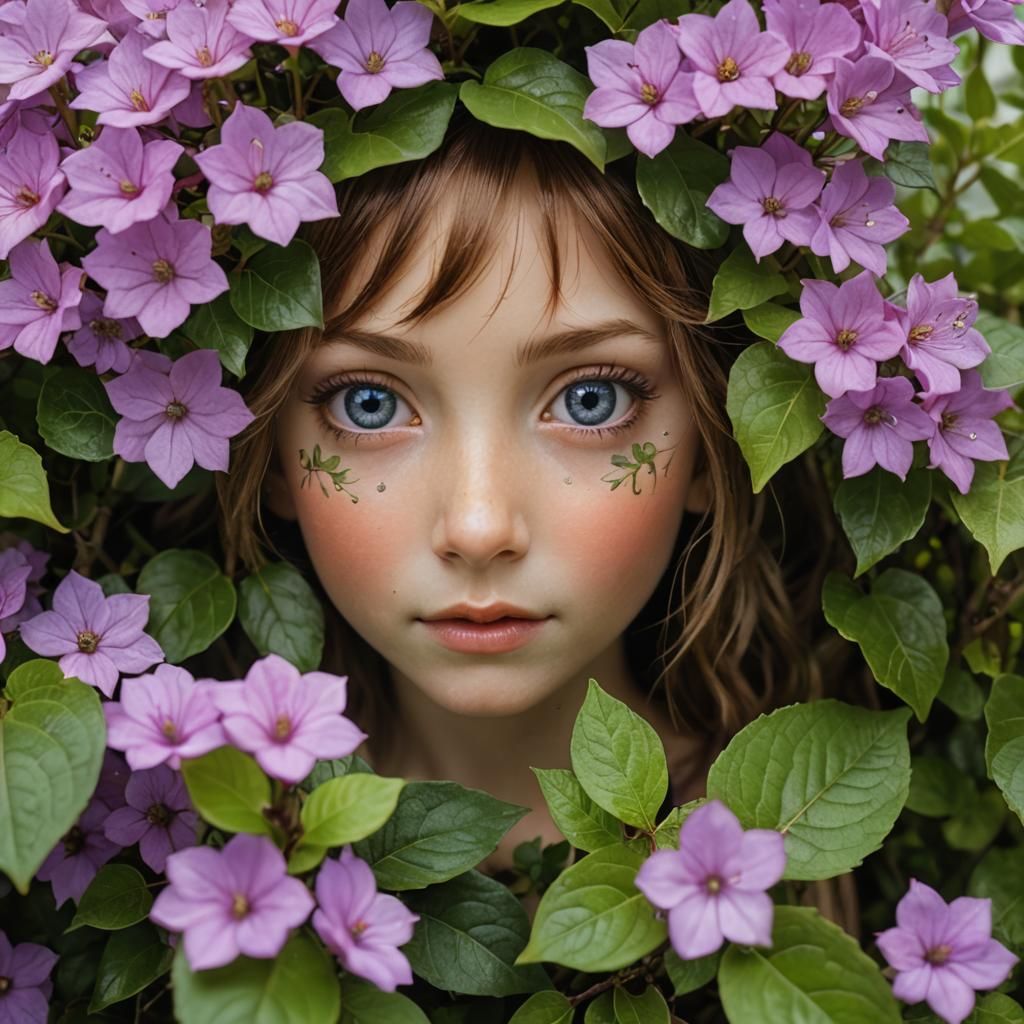 Fairy Peeking from Bush