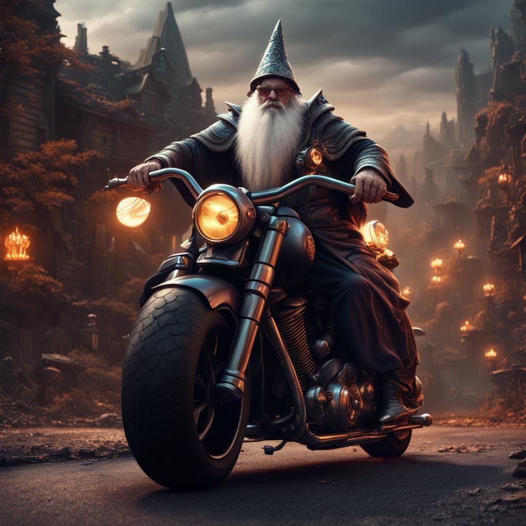 Evil Wizard on Motorcycle: Fantasy Concept Art