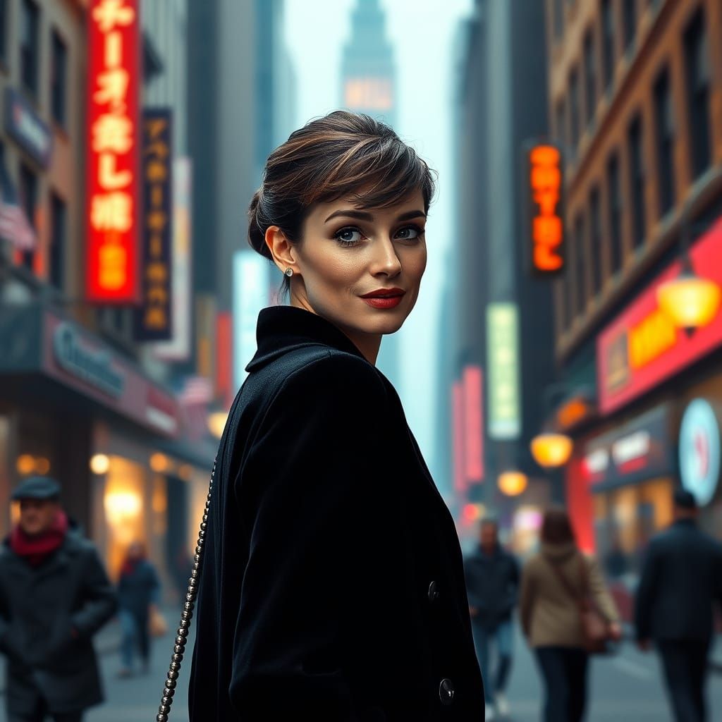 Elegant Audrey Hepburn Strolls Through New York City in Conc...