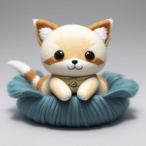 Adorable Plush Toy Creature: Cat, Dog, Fox Hybrid