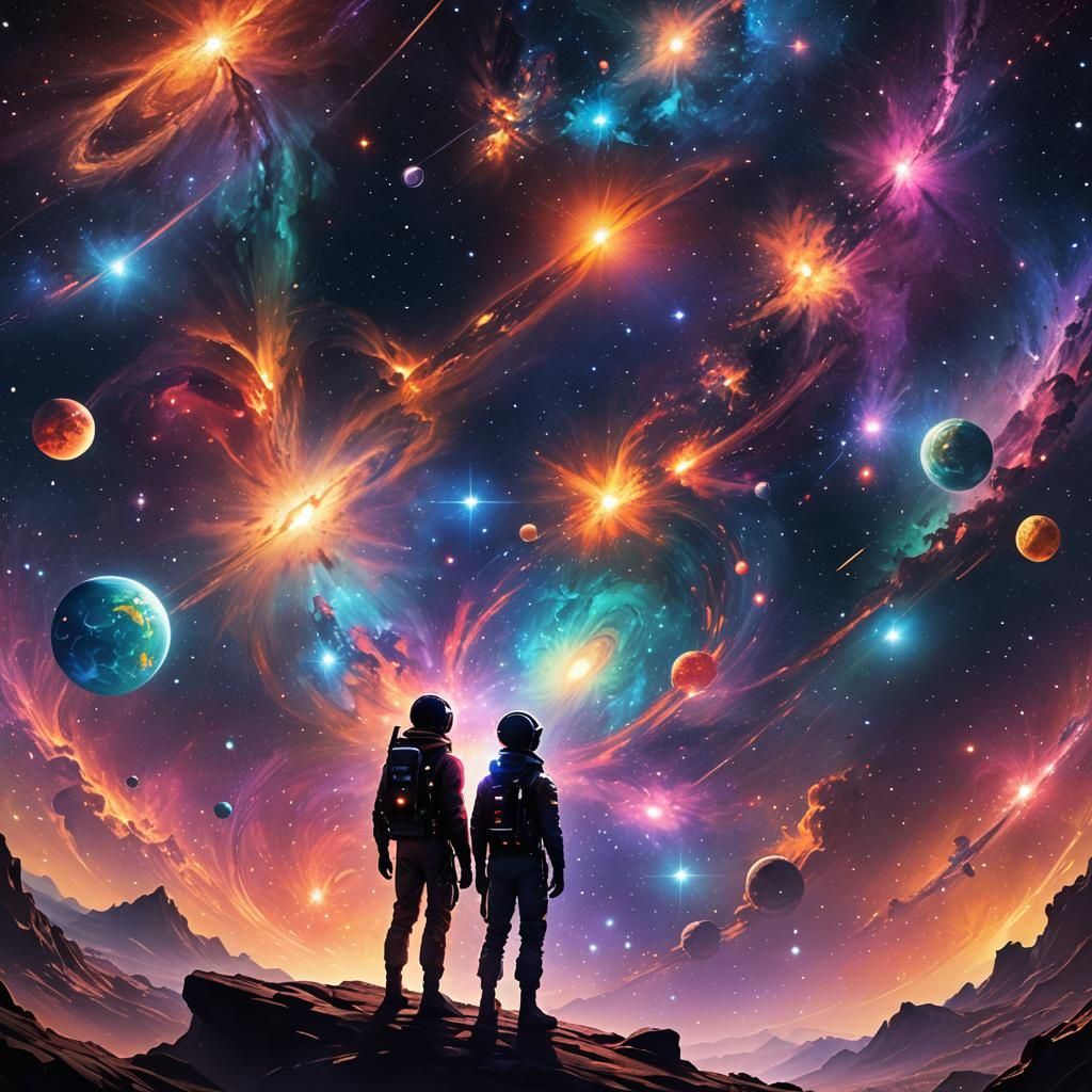 Anime Galaxy with Space Explorer in Digital Art