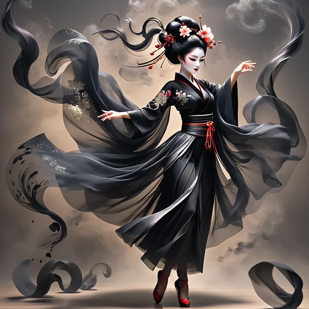 Dancing Geisha (Black)