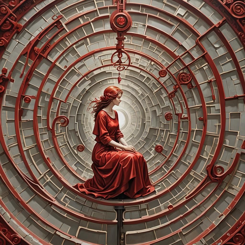 Stream Labyrinth at Dawn in Graffiti Art Style