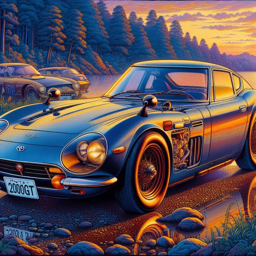 Toyota 2000GT Concept Art in Anime Style