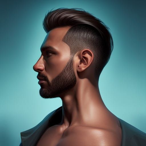 Attractive Man's Side Profile Portrait in 8K
