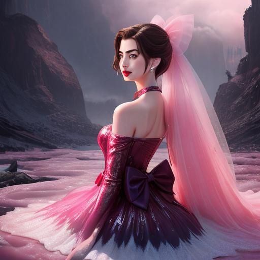 Anne Hathaway in Liquid Glass Prom Gown