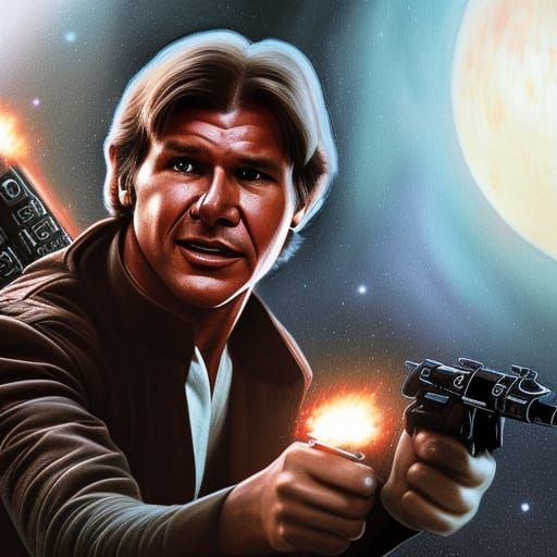 Harrison Ford as Han Solo: Hyperrealistic Digital Painting