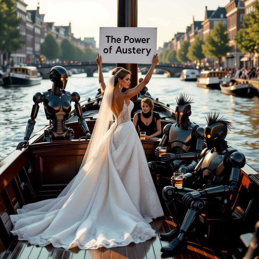 Canal Barge Wedding in Futuristic Style
