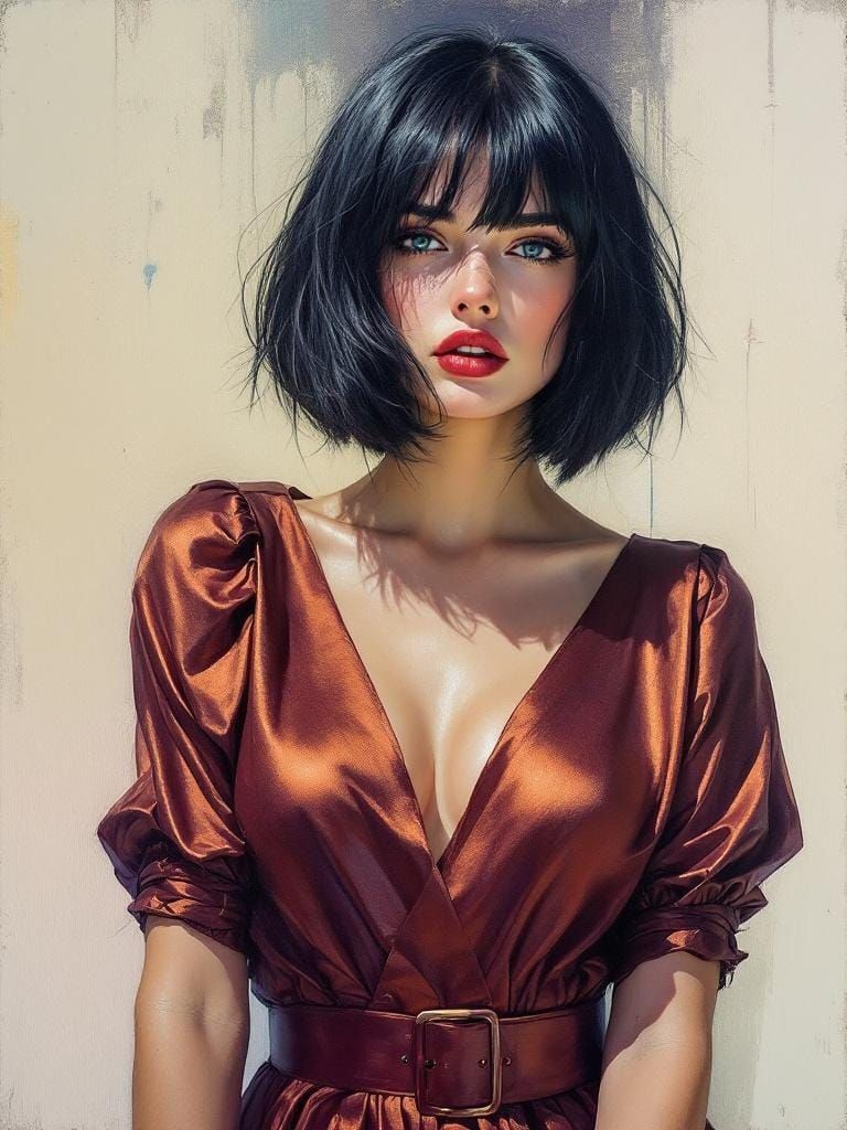 Portrait in Alla Prima Style with Mimeograph Texture