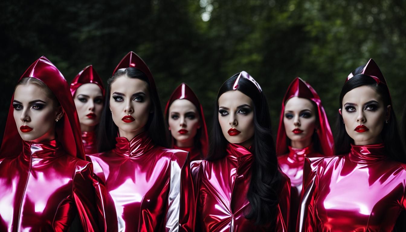 Royal Vampire Girls in Reflective Latex Suits
