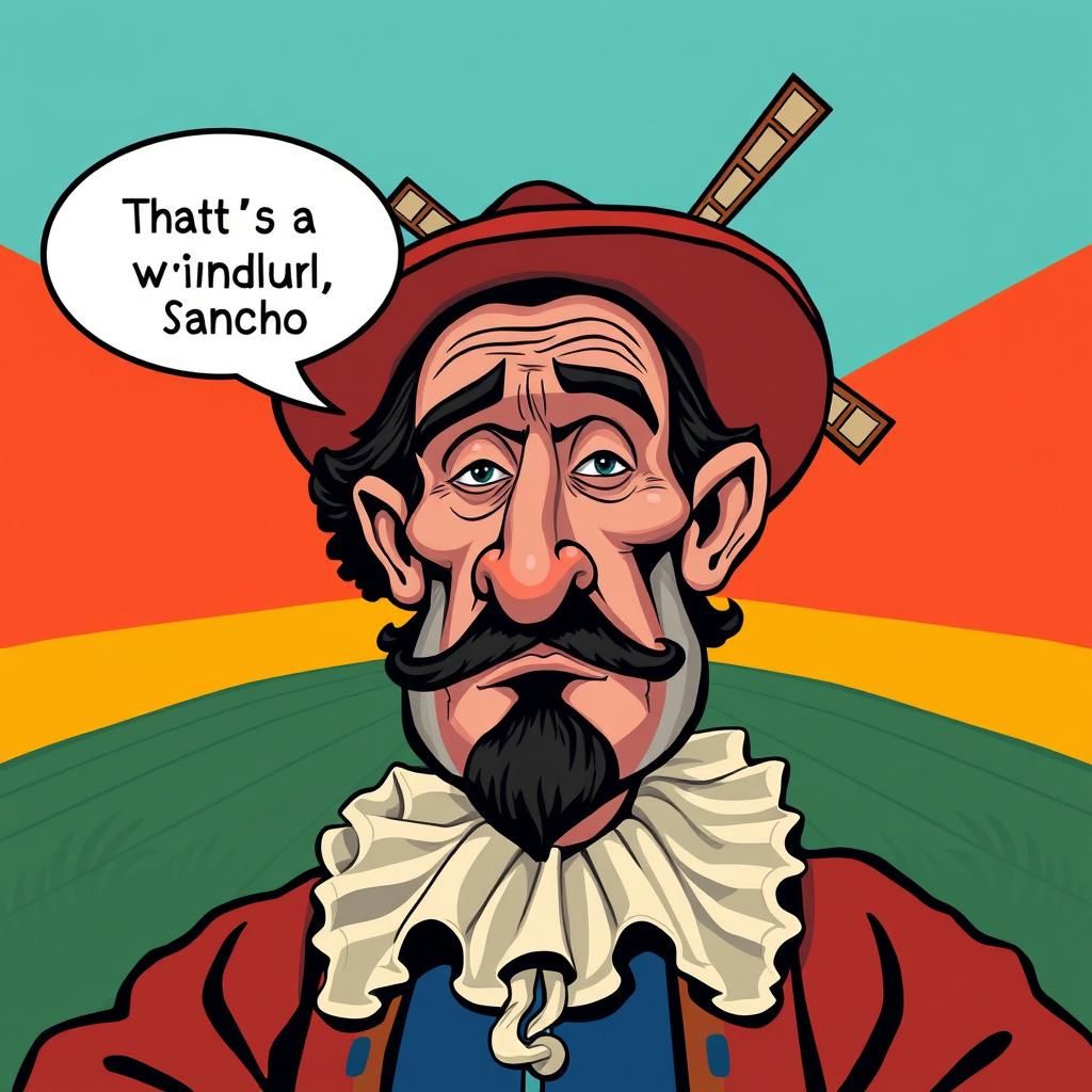 Don Quixote Caricature in Pop Art Style