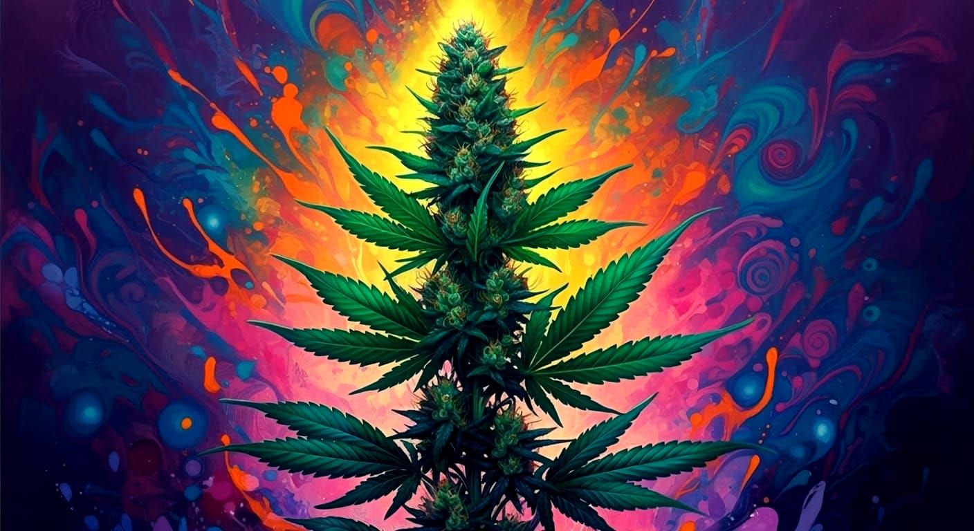 Vivid Psychedelic Weed Art in Graffiti Style
