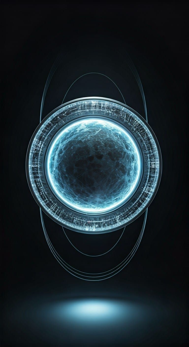 Sleek Silver Dyson Sphere Surrounds Earth's Moon in Futurist...