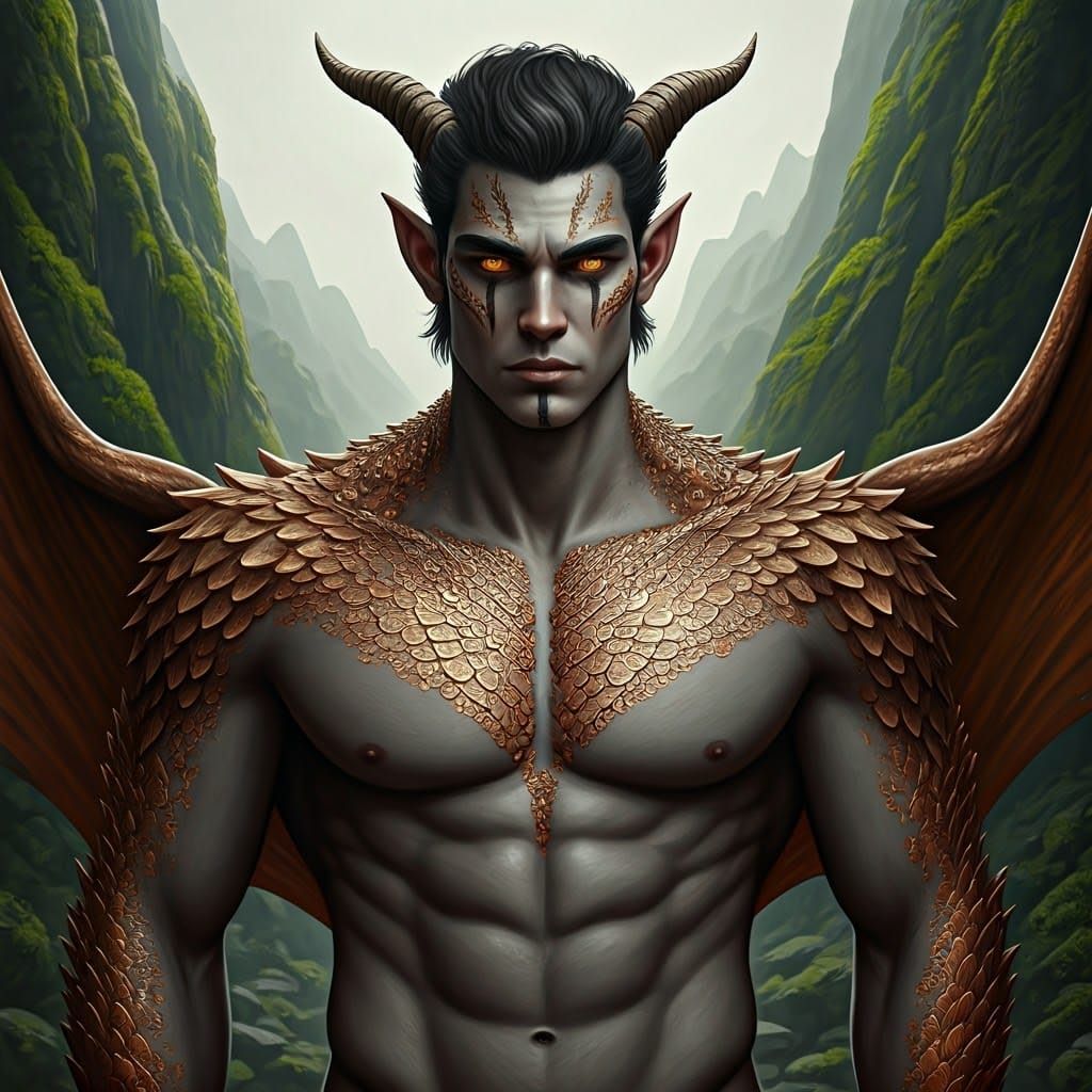 Majestic Half-Bronze Dragon Goliath Amidst Ancient Ruins