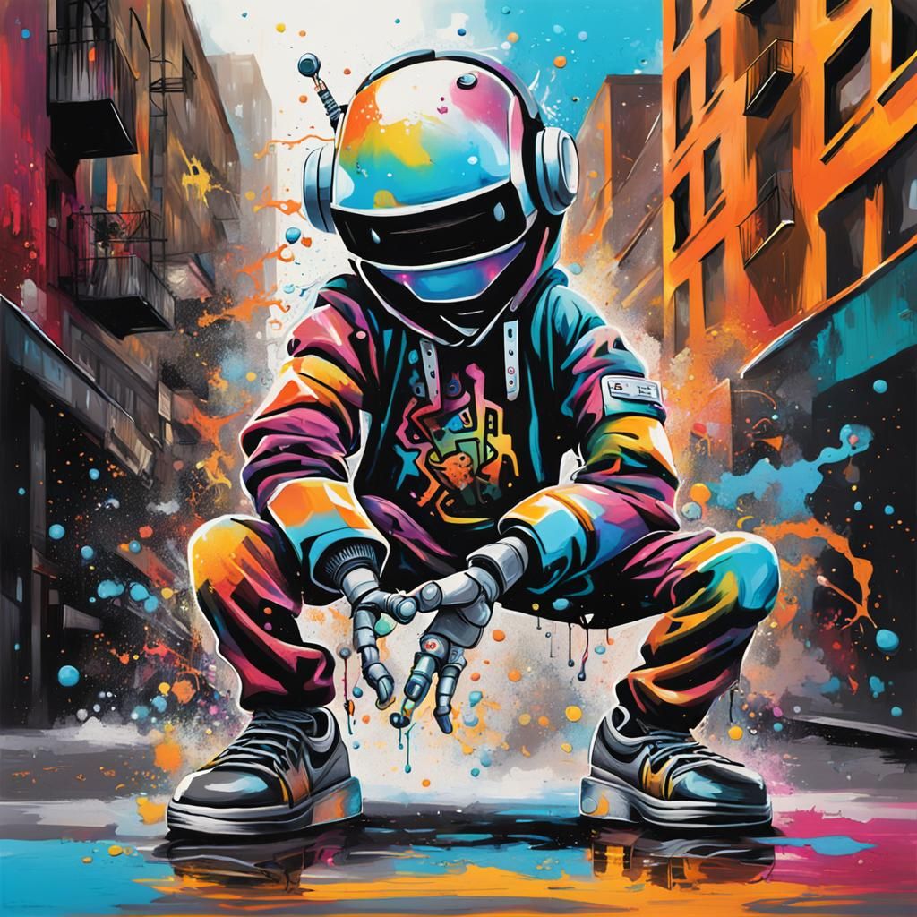 Breakdancing Robot: Graffiti Art in the City