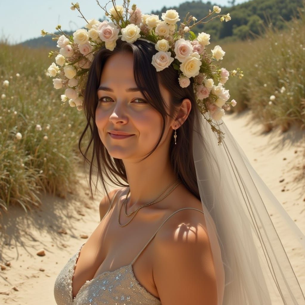 Mysterious Woman in Desert Landscape
