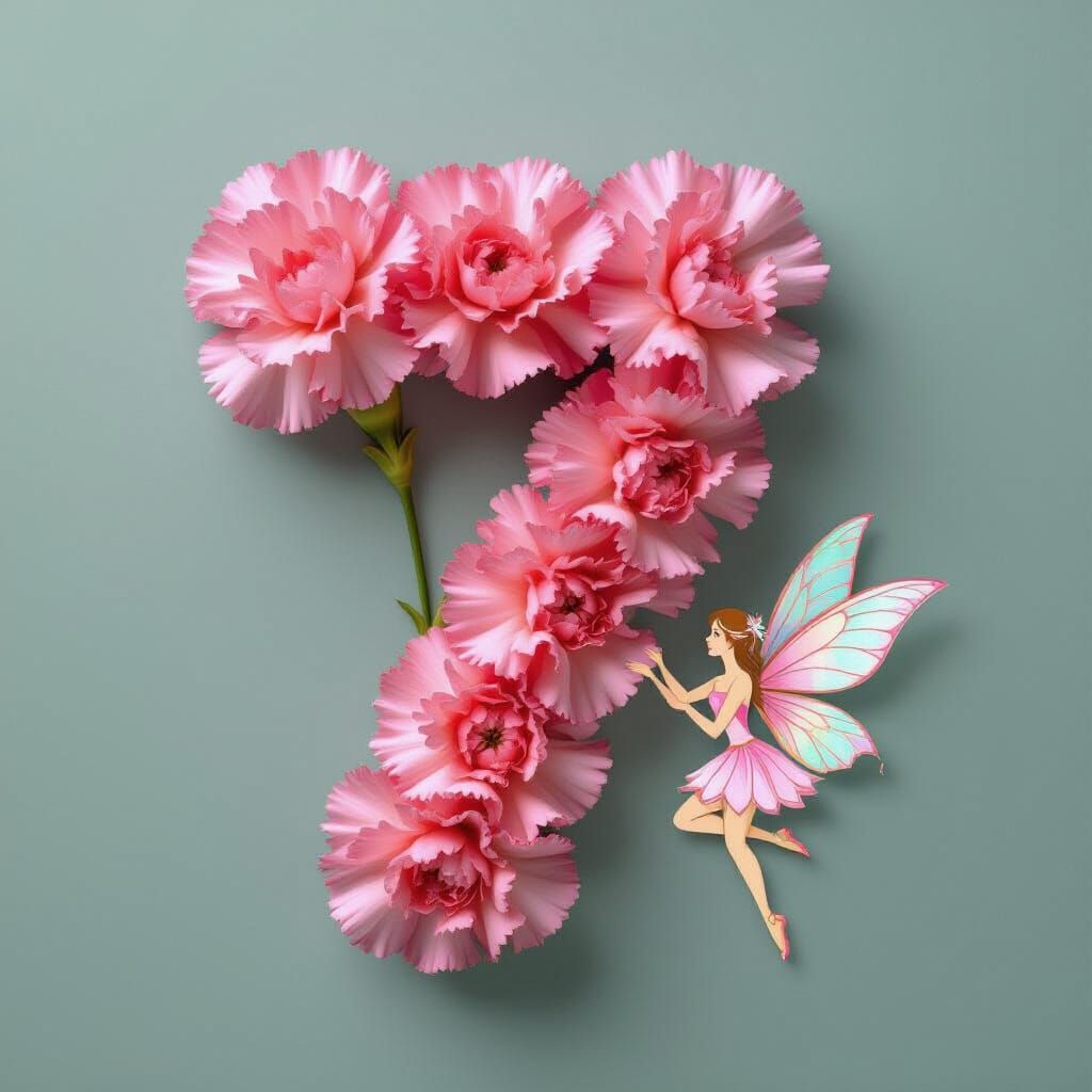Pink Carnation Number 7 with a Beautiful Fairy