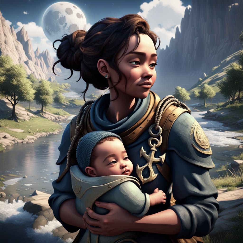 Surreal Embrace: Anchor in Mountain Landscape