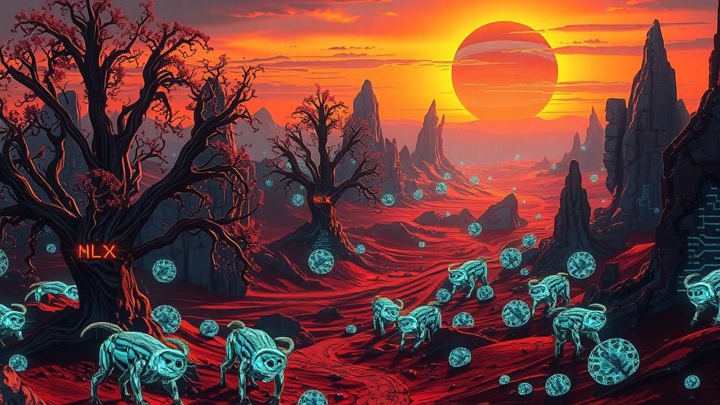 Dystopian Cybernetic Forest on Alien Moon