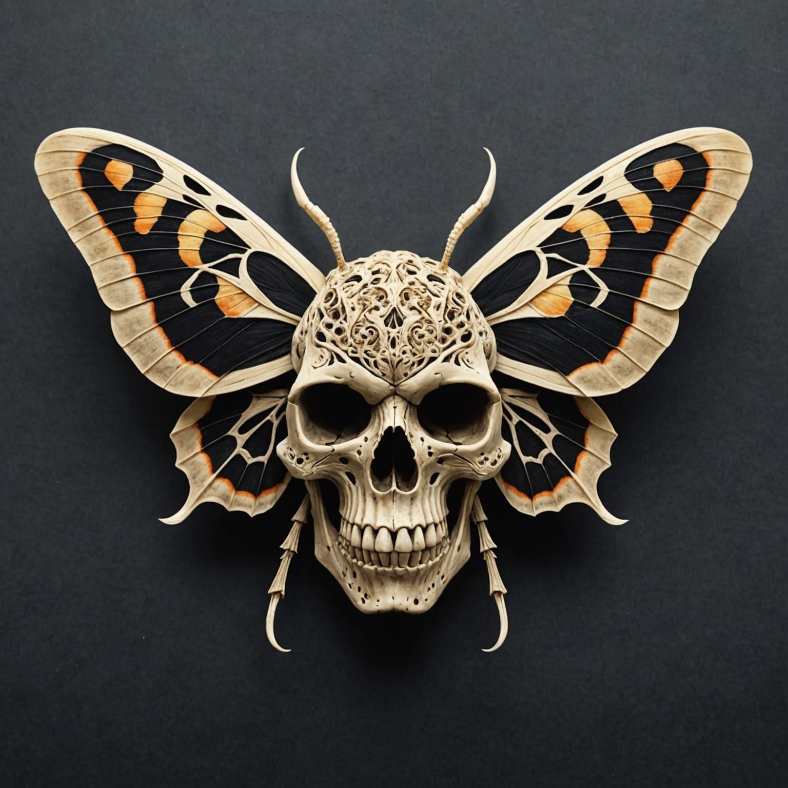 Detailed Skull Moth Illustration