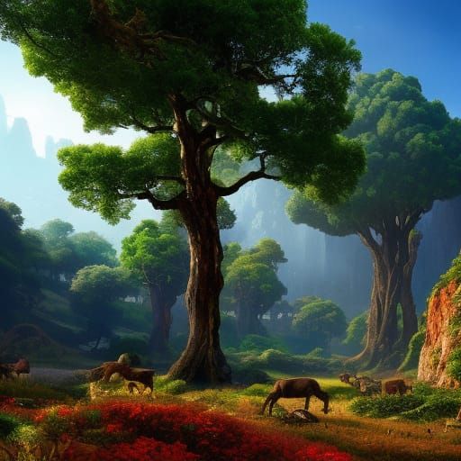 Prehistoric Volcano Scene in Detailed Matte Painting