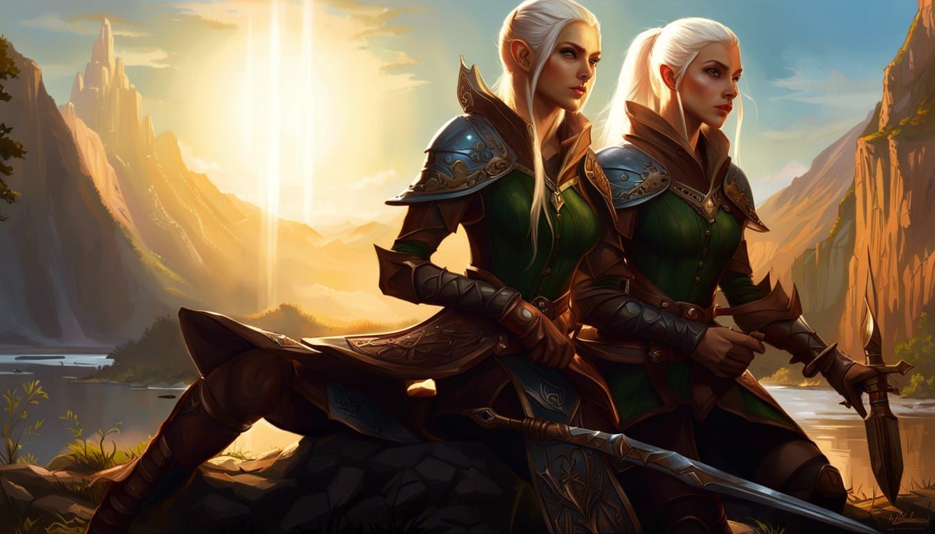 Fantasy Elf Twins Digital Painting