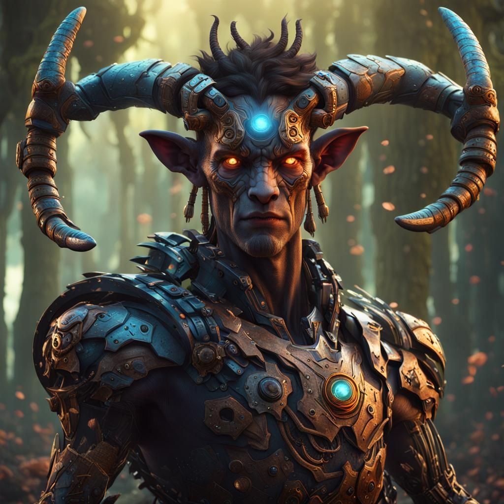 Detailed Cyborg Faun Concept Art