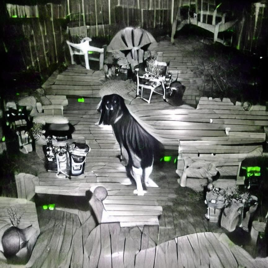 Night Vision Security Camera Captures Dark Figure