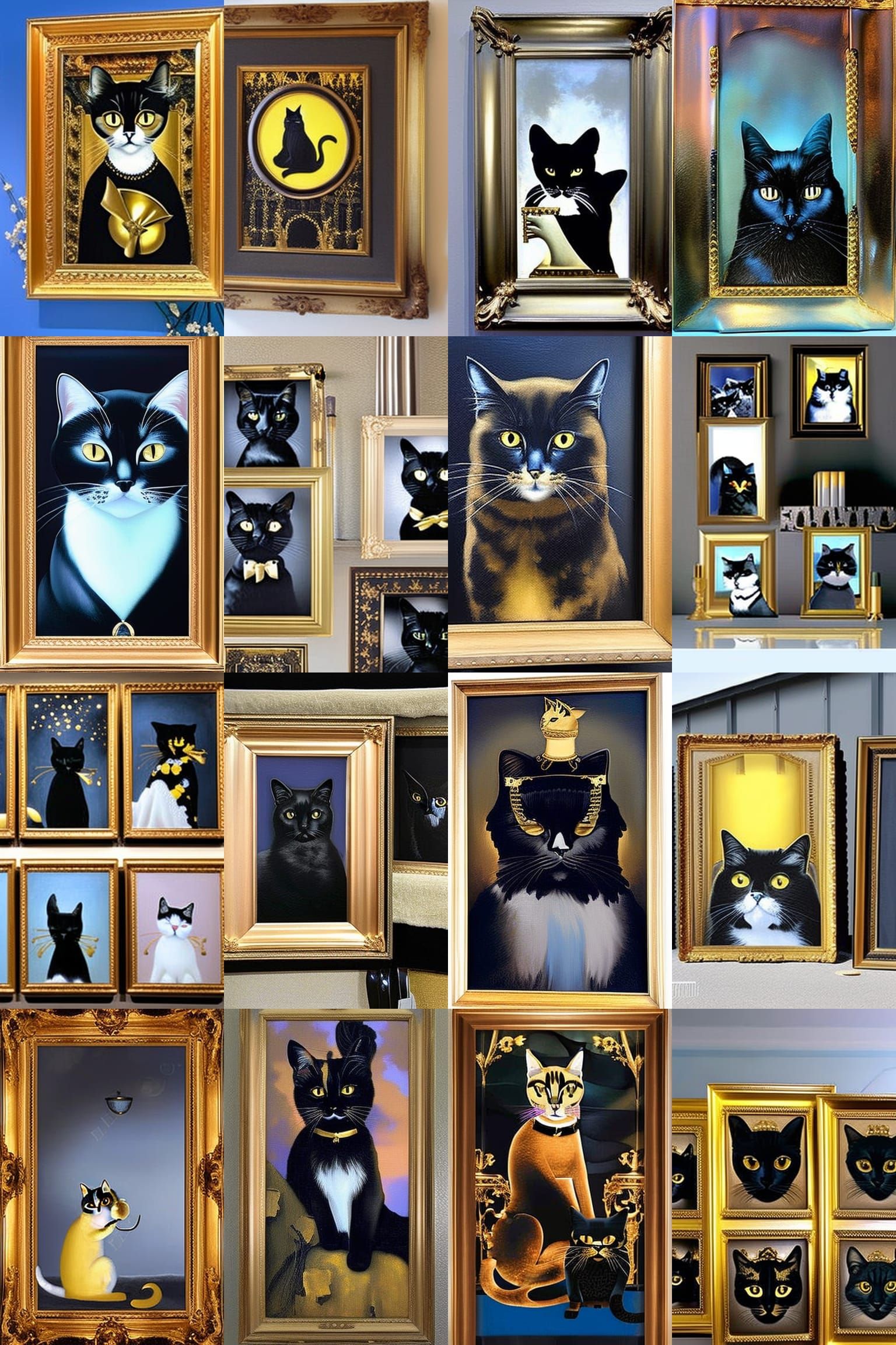Gothic Cat Paintings with Pastel Goth Aesthetics