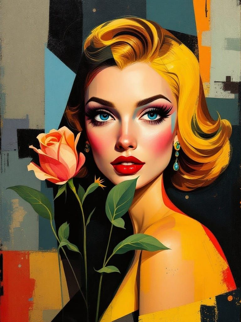 Italian Pin-Up in Surrealist Cubist Style