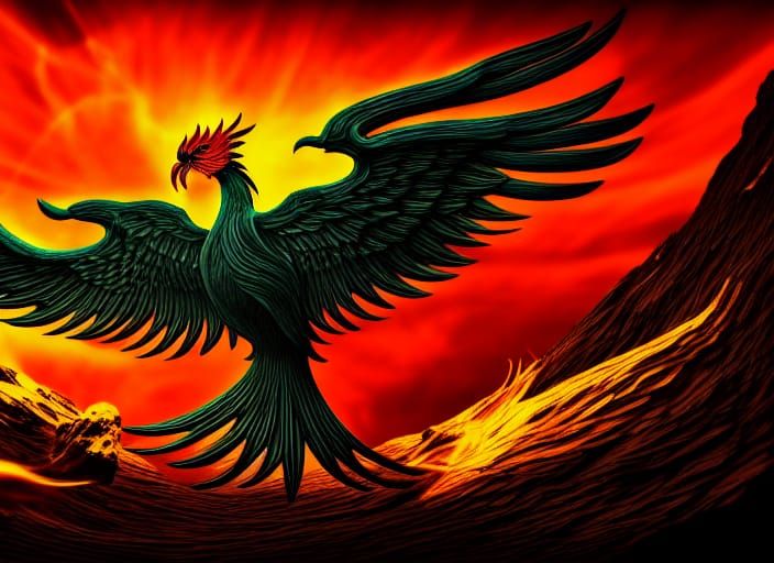 Surreal Phoenix Rising in High Resolution