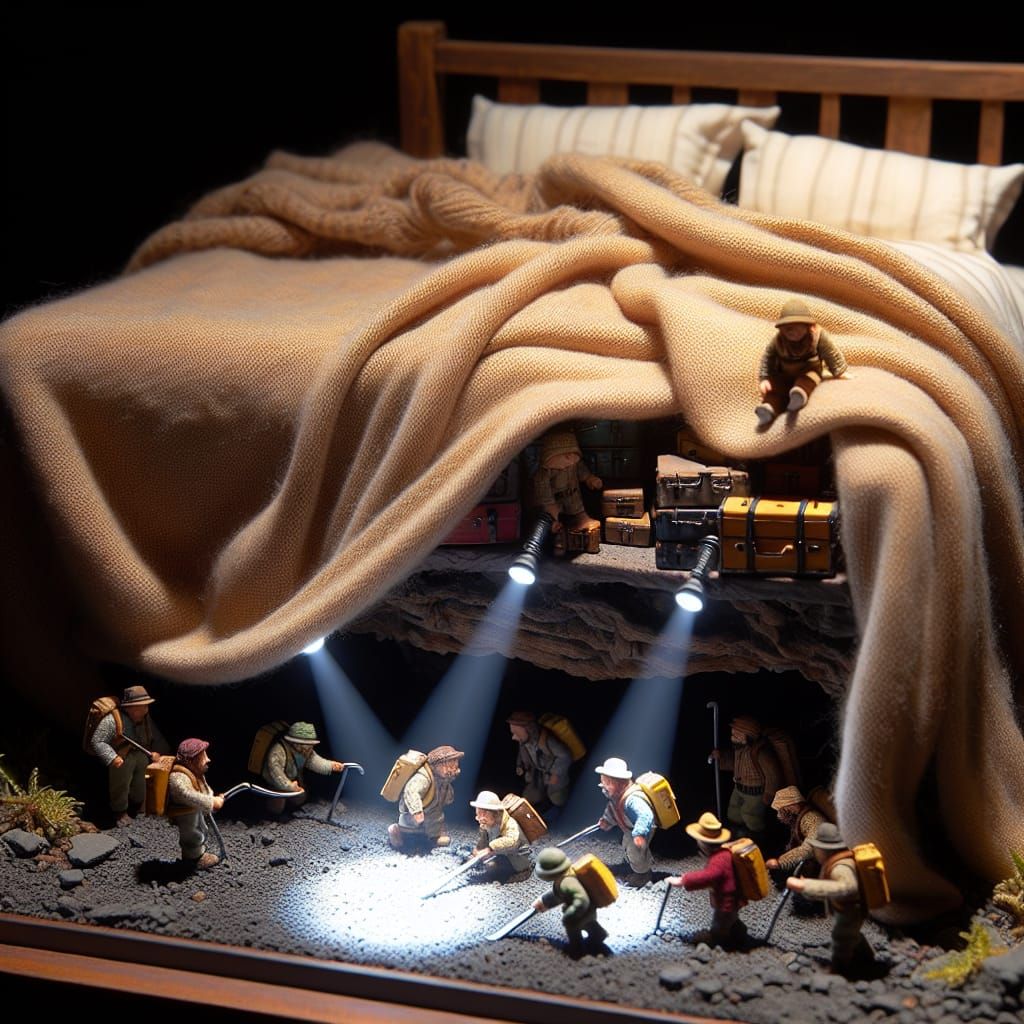 Miniature Explorers Under the Bed: A Whimsical Allegory
