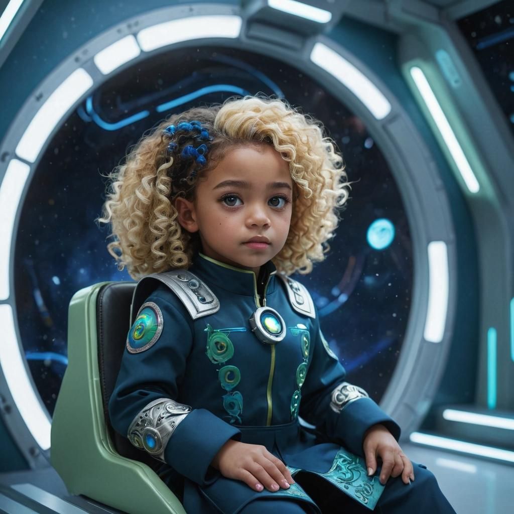 Futuristic Toddler in Space School, Fantasy Concept Art