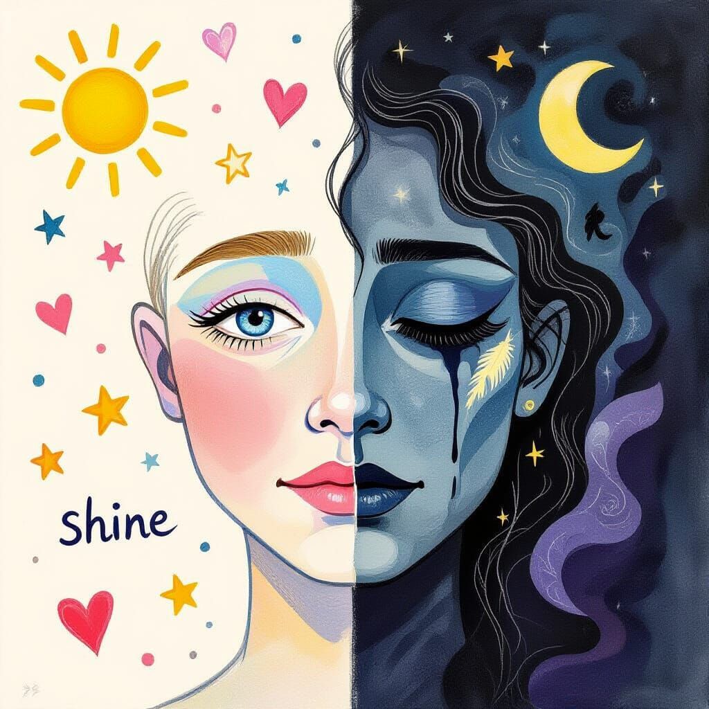 Split-Canvas Surrealism: Joy Meets Shadow